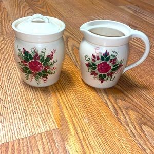 Vintage Pottery Sugar and Creamer